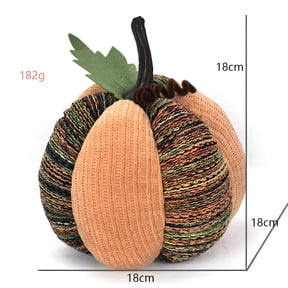 Crochet Pumpkin Fall Decor, 7" Handmade Harvest Ornament for Thanksgiving Halloween Farmhouse Table Centerpiece,Yellow Plaid