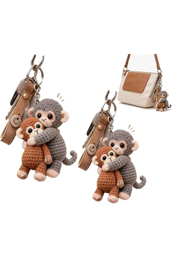 Crochet Punch Keychain Punch Monkey Keychains,Handmade Monkey-Hug Keychain, Suitable For Carrying On A Backpack, Handbag, Or Car Keys