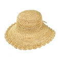thumbnail image 1 of Crochet Raffia Straw Ruffle Brim Sun Hat - ONE SIZE FITS MOST - Natural, 1 of 1
