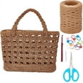 thumbnail image 1 of Crochet Raffia Tote Bag kit Set for Beginners Beach Tote Bag for Women Beach Straw Handmade Bag Woven Rattan Bag for Women Raffia Yarn for Crocheting Raffia Paper Ribbons for Craft, 1 of 8