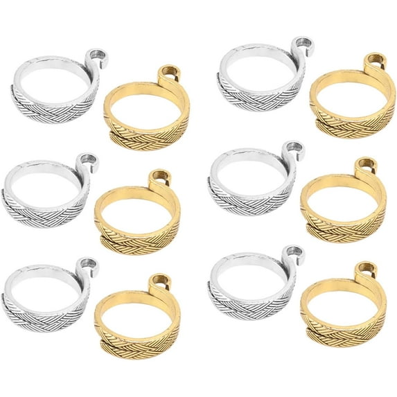 Crochet Ring, 12Pcs Knitting Crochet Loop Ring Alloy Adjustable Yarn Guide Finger Holder Crochet Ring for Crochet Knitting Accessories Tools