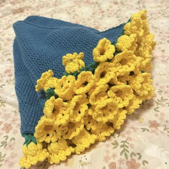 Crochet Rose Blanket, Crochet Bouquet Blanket, Bouquet Handmade Soft and Lightweight, Lightweight Romantic Rose Knitted Throw Pastel Tones for Day Home Decor (Red)