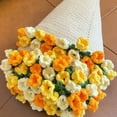 thumbnail image 1 of Crochet Rose Blanket,DIY Handmade Crochet Flower Bouquet Blanket,Rose Flower Bouquet Knitted Throw Blankets Pastel Tones for Mother's Day Birthday Christmas Home Decor (Material Package,Unfinished ), 1 of 5