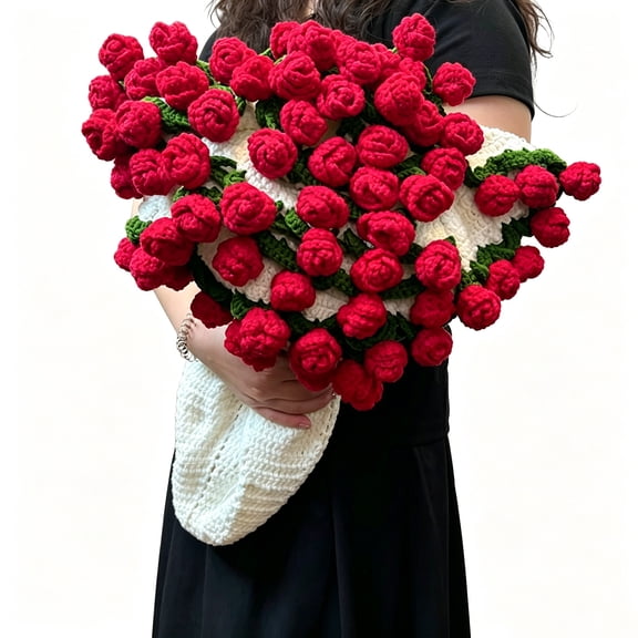 Crochet Rose Bouquet Blanket, Creative Bouquet Shaped Blanket, Unique Gift for Valentine, Birthday