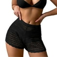 thumbnail image 1 of Crochet Shorts Coverups Womens Beach Sheer Hollow Out Lace Knit Shorts Swim Cover Up Beachwear Swimsuit Pants (L, Black 01), 1 of 4