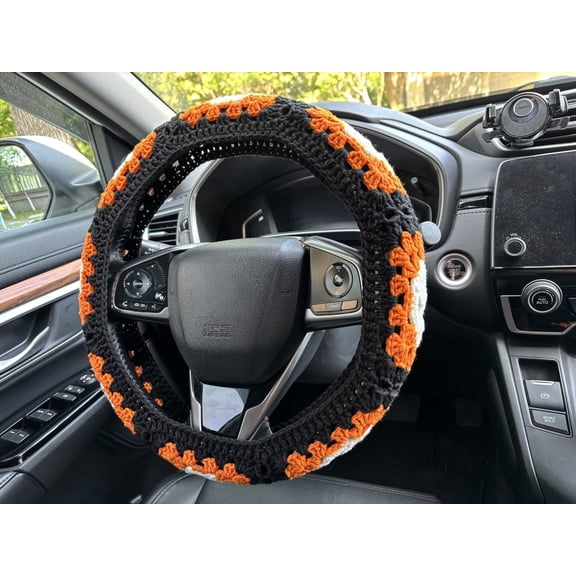Crochet Skull Steering Wheel Cover