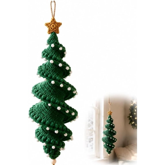 Crochet Snowman Spiral Ornament DIY Kit, Christmas Starter Included | Holiday Tree Decor Gift for Adults, Step by Step Instructions Decor for Window Porch Wall Cabinet Display