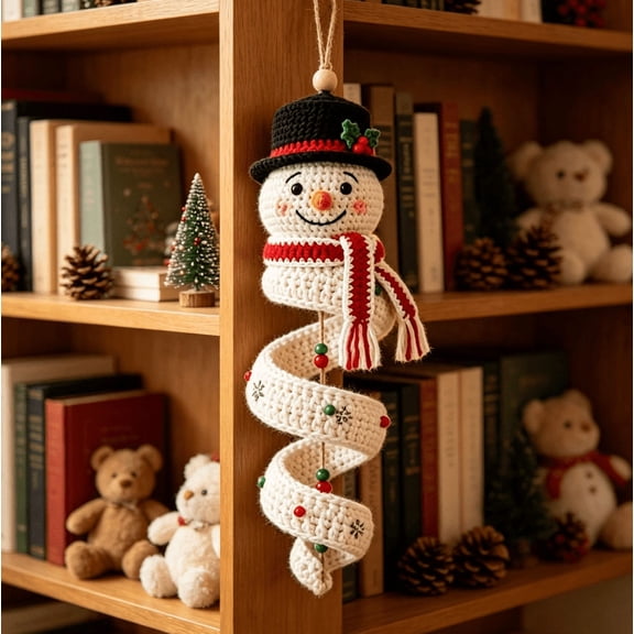 Crochet Snowman Spiral Ornament DIY Kit, Holiday Decor Craft Gift for Adults, Christmas Starter Kit with Step by Step Instructions for Tree, Window, Porch, Wall & Cabinet,Tree