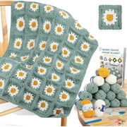 Crochet Starter Kit for Blanket, Granny Squares & Instructions, Easy Learn to Crochet for Beginners