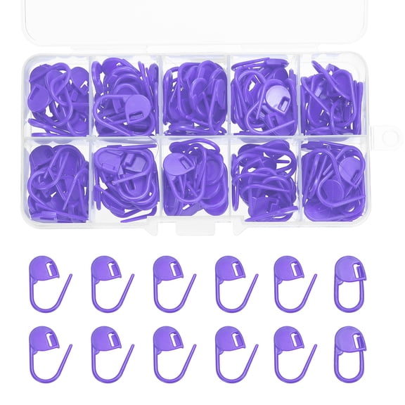 Crochet Stitch Markers, 150Pcs Plastic Knitting Crochet Locking Stitch Needle Marker Needle Clip Counter for Sewing Crocheting DIY Craft, Purple