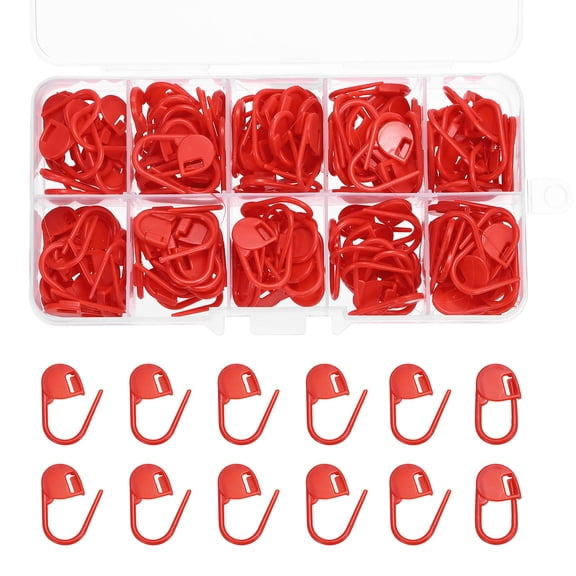 Crochet Stitch Markers, 150Pcs Plastic Knitting Crochet Locking Stitch Needle Marker Needle Clip Counter for Sewing Crocheting DIY Craft, Red