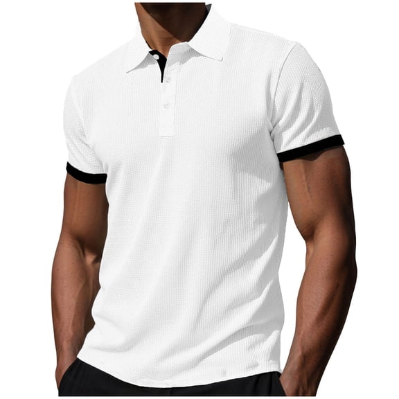 Crochet Stitch Shirt for Men Button Down Short Sleeve Business Casual Golf Formal Work T-Shirt Fathers Gift