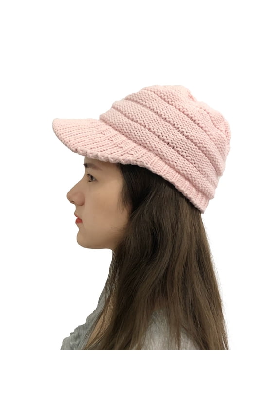 Crochet Stitching Peaked Knit Hat for Women Outdoor Solid Baseball Cap