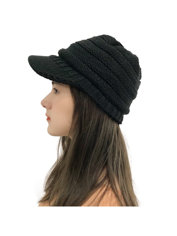 Crochet Stitching Peaked Knit Hat for Women Outdoor Solid Baseball Cap