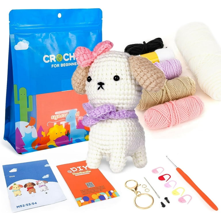 Crochet Stuffed Animal Crochet Kit with Step-by-Step Instructions and Video Tutorials for Beginners, Size: As The Picture, White