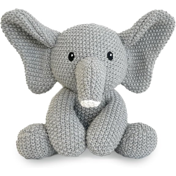 Crochet Stuffed Animal for Kids,8inch Sit Elephants Toys Hand Knit Doll Baby Cute Doll Bed Time,Handmade Knit Animal Toy Soft Cotton Knitted Animals Teddy Bear Christmas Birthday Gifts