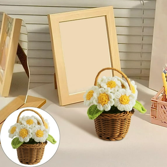 Crochet Sunflower Bouquet Yellow, Crochet Sunflower Bouquet, Knitted Potted Flower, Handmade Home Decor, Crochet Sunflower Bouquet, Handmade Artificial Flowers, Mom Birthday Gift Decor, By Kingtowag