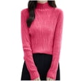 thumbnail image 1 of Crochet Sweater Sevevn Women's Fashion Casual Round Neck Solid Color Loose Base Knitted Sweater Top, 1 of 5