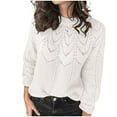 thumbnail image 1 of Crochet Sweaters for Women 2023 Fall Elegant Crewneck Hollow Cable Knit Pullover Soft Comfy Long Sleeve Sweater Jumper Tops, 1 of 6