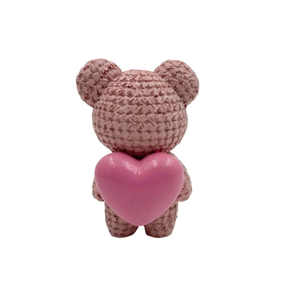 Crochet-Textured Resin Heart Bear Figurines, Cute Desktop Decorations for Bedroom & Living Room, Soothing Romantic Tabletop Ornaments, Ideal for Valentine's Day Gifts & Home Accents