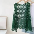 thumbnail image 1 of Crochet Top Lace Vest, Crewneck Hollow Out, Summer Cover Up, Cotton, Green One Size, Size One Size, 1 of 1