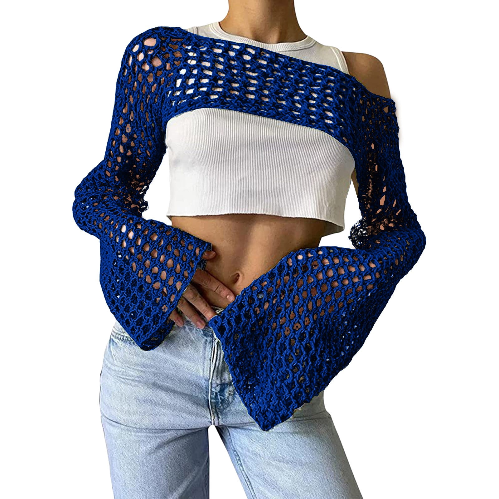 Crochet Top for Women Pullover Sweater Shirts Open Stitch Sweaters