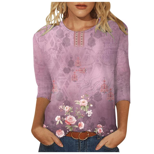 Crochet Tops For Women Womens Tops Mid Length Shirts Three Quarter