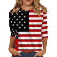 thumbnail image 1 of Crochet Tops For Women, Casual 3/4 Length Sleeve 4Th Of July Collar Pullover Top Red White And Royal Blue T Shirt Plus Size Tops Women Casual T-Shirts Short Tops Yoga (3XL, Khaki) ZMTing, 1 of 4