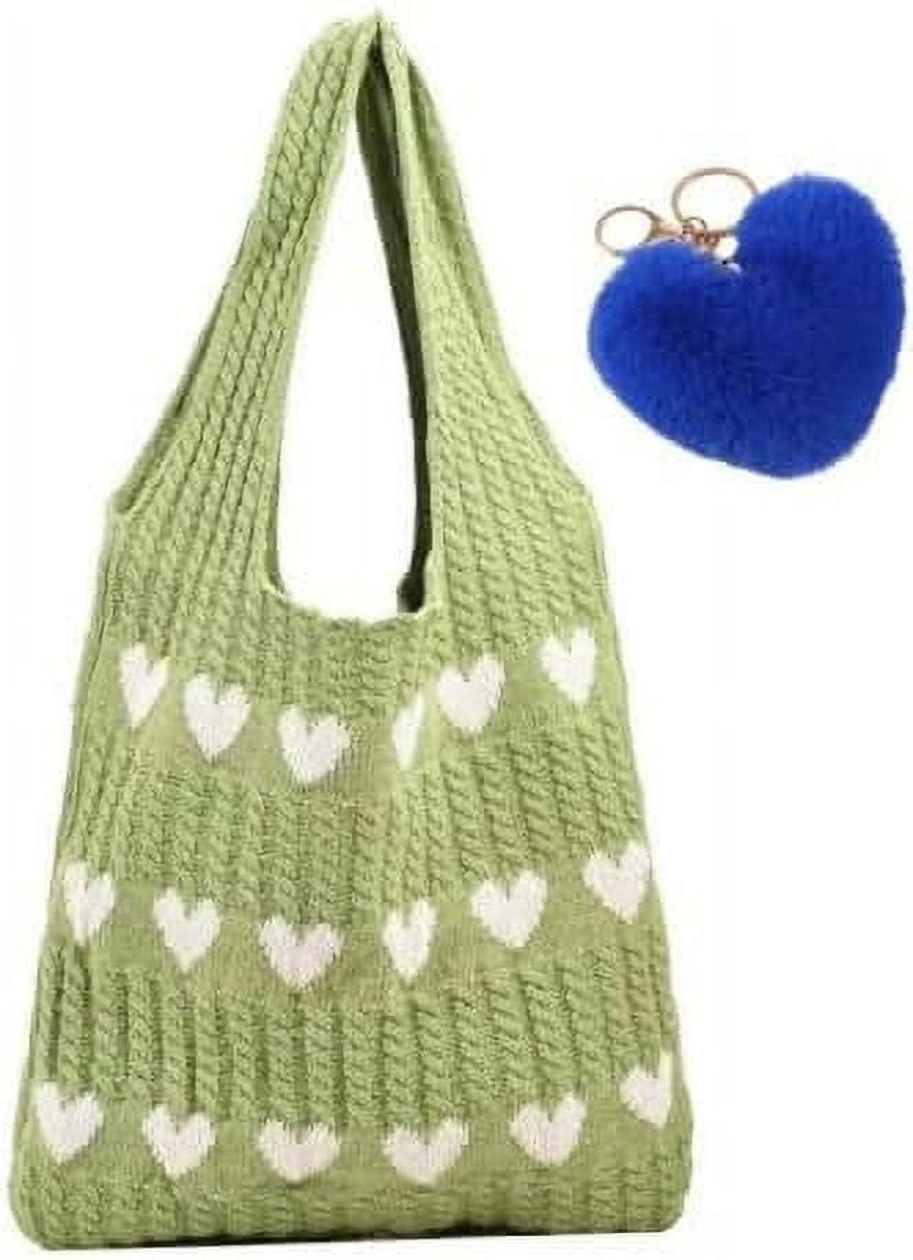 5750 Heart Crochet Tote Bag Cute Purse Cutecore Key Chain Y2K Accessories No-sew Heart Purse Crochet Pattern - Sweetheart Scallop Bag  main image 3