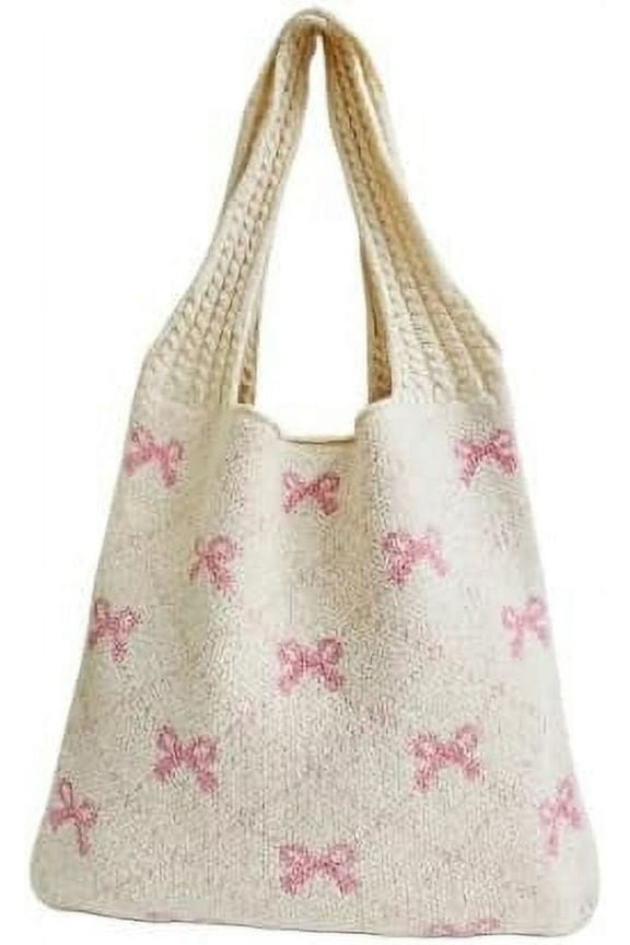 Crochet Tote Bag Heart Tote Cutecore Key Chain Cute Tote Bag Y2K Accessories Shoulder Bag Heart Bag Hobo Bag Y2k Knit