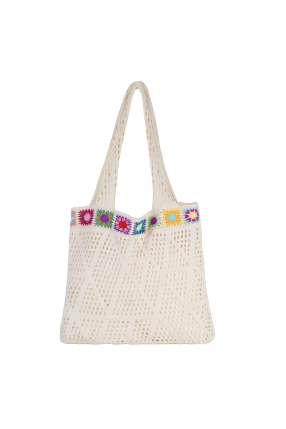 Crochet Tote Bag, Mesh Beach Bag Knit Summer Hobo Bag Vacation Boho Tote Bag for Women