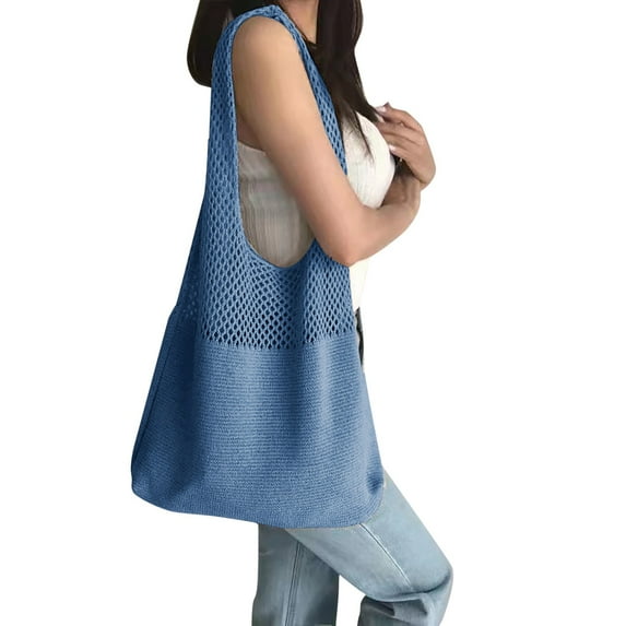 Crochet Tote Bag Summer Beach Slouchy Large Hobo Handbags Knit Mesh Vacation Shoulder Purse for Women