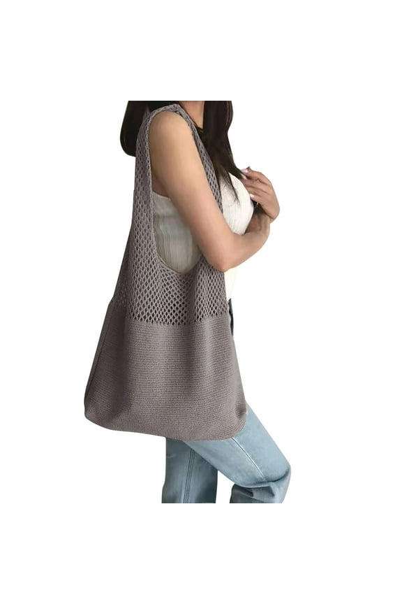 Crochet Tote Bag Summer Beach Slouchy Large Hobo Handbags Knit Mesh Vacation Shoulder Purse for Women