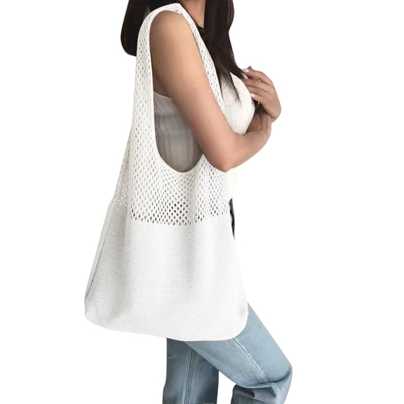 Crochet Tote Bag Summer Beach Slouchy Large Hobo Handbags Knit Mesh Vacation Shoulder Purse for Women
