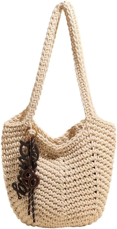 Crochet Tote Bag Women 2025 Large Straw Beach Bag Handmade Woven Shoulder Bags Hobo Tote Handbags Purse for Summer
