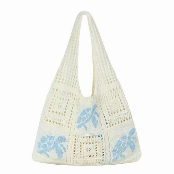 Crochet Tote Bag for Women, Aesthetic Crochet Mesh Beach Tote Bag, Summer Vacation Knitted Bag for Women Shoulder