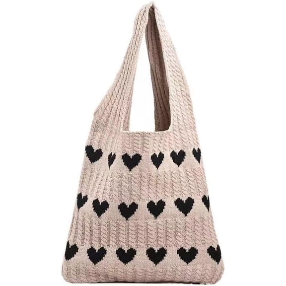 Crochet Tote Heart Tote Handbag Tote Y2K Accessories Shoulder Bag Heart Tote Hobo Bag Y2k Knitting