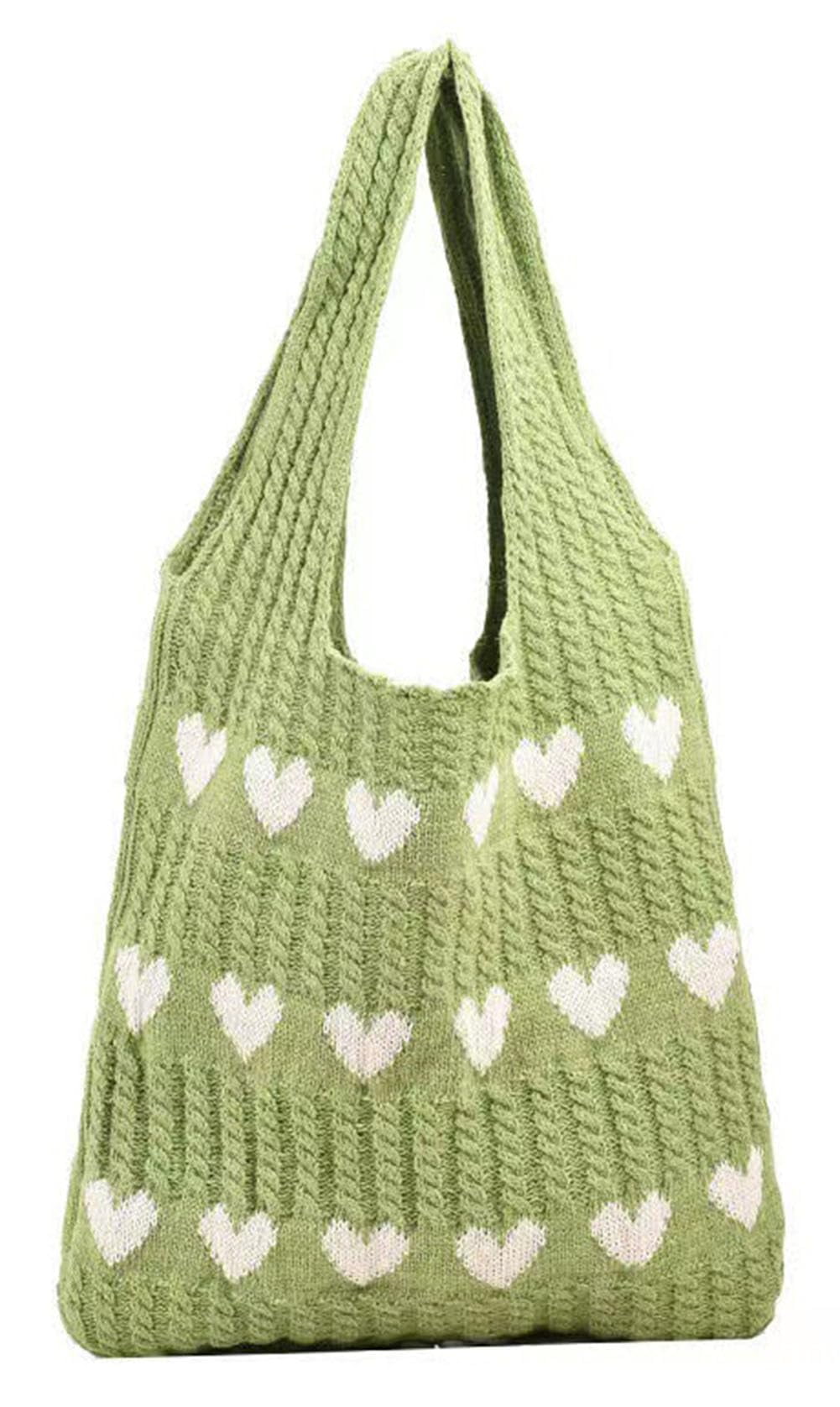 Crochet Tote Shoulder Bag for Women. Large heart - shaped beach bag. Handmade knitted hobo bag