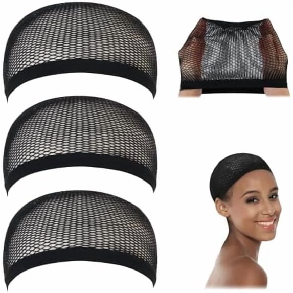 Crochet Wig Caps, Black Mesh Caps for Wigs, 3 count