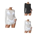 thumbnail image 1 of Crochet Womens Swimsuit Cover Up Dress Long Sleeve Hollow Out Mesh Beach Top with Drawstring, 1 of 5