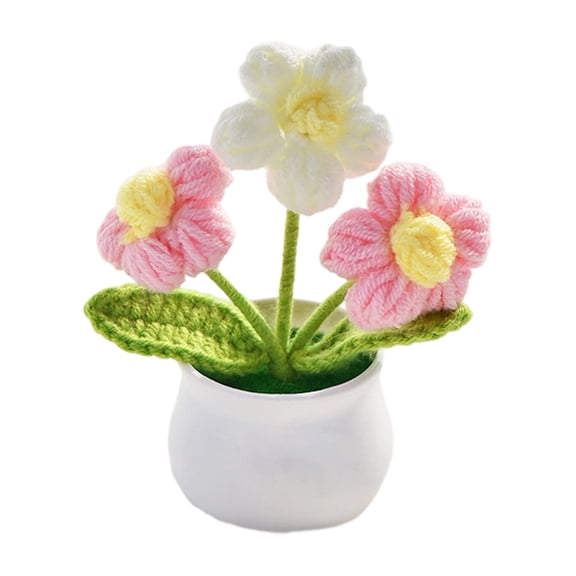 Crochet Wool Flower Bouquet Elegant Wedding Decor Handmade Knitted Roses Long-Lasting Party Supplies Home Ornaments