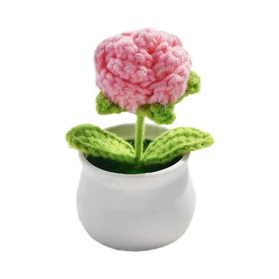 Crochet Wool Flower Bouquet Elegant Wedding Decor Handmade Knitted Roses Long-Lasting Party Supplies Home Ornaments