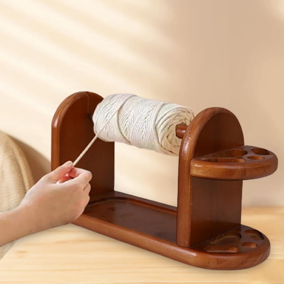 Crochet Yarn Holder Bobbin Spool Thread Wooden Portable Winder Devices Spools Holder Thread Yarn Spindle for DIY Skein Cord Arts Crafts Knit
