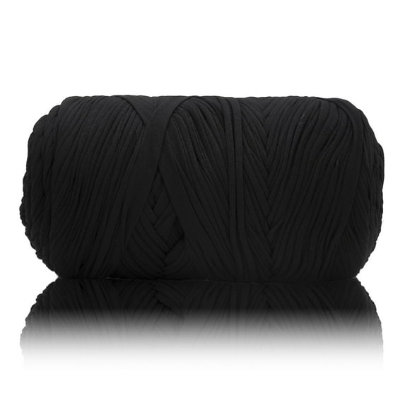 Crochet Yarn, Tshirt Fabric Yarn for Crocheting Bag/Craft Project/Home Decor, 14.1oz/400g, 120yd/110m - Black