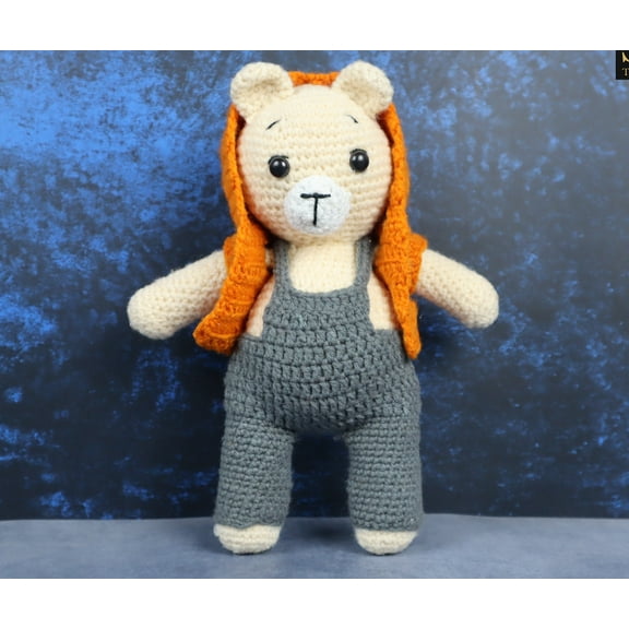 Crochet bear plush soft toy, First Teddy bear crochet toy set, Detachable Cloths for teddy bear , Teddy birthday baby boy girl gift