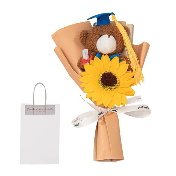 Crochet bouquet cute bear bouquet artificial flowers for Wedding, Graduation