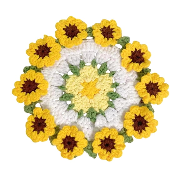 Crochet flower coasters pop out, 3D elegant flower coasters carpet beverage coasters desktop accessories, interesting decoration beverage coasters for home decoration and desktop protection (1PCS)