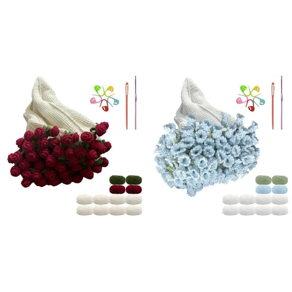 Crochet kit for Beginners,Crochet into a Flower Blanket,Foldable to Become a Bouquet,Include Crochet Yarn,Crochet Hooks and Tutorial,Mother's Day,Wedding Birthday Gifts
