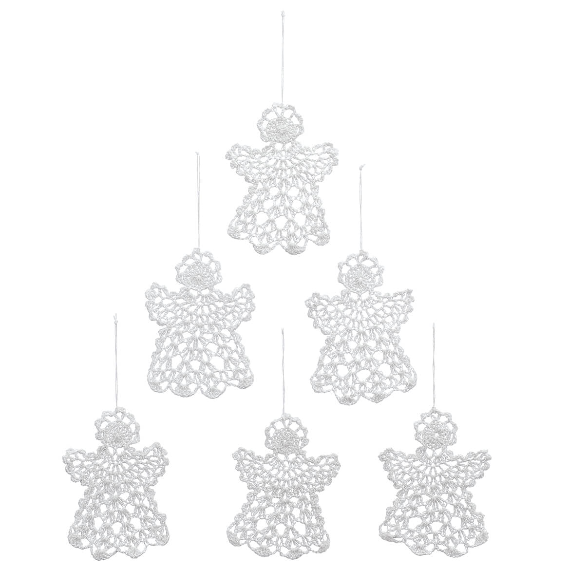 White Crocheted Angel Ornaments Set of 6