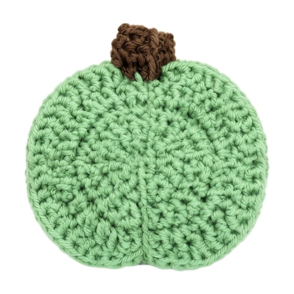 Crocheted Coaster Handmade Green Pumpkin Shape Single Pack for Halloween Home Decor